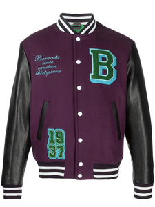 แจ็กเก็ตเลตเตอร์แมนสำหรับผู้ชายเสื้อคลุมพลัสไซส์ปกตั้งโลโก้แนวสตรีทซี่โครงพิมพ์ดีไซน์เบสบอล - Product Image 3