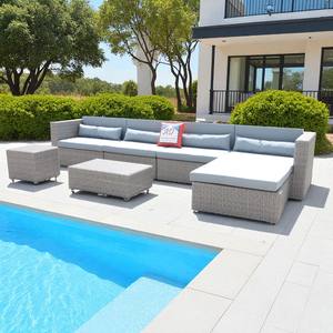 Juego de sofá de ratán polivinílico para exteriores de diseño moderno, superventas, resistente a la intemperie, para jardín, Villa, sala de estar, exterior, 2025, - Product Image 4