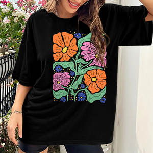 Nuevo diseño 2025 cuello redondo Mujer camiseta gráfica de gran tamaño hecha en Pakistán camiseta gráfica de gran tamaño - Product Image 5