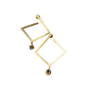 เครื่องประดับทองเหลืองชุบทองจากต่างประเทศต่างหูยาวทรงสามเหลี่ยมดีไซน์น่ารักของขวัญสำหรับภรรยา - Product Image 2