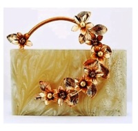 Tas Clutch Mewah Anti Air dari Resin Epoxy dengan Berlian dan Bunga, Penutup Magnetik, Tas Malam Unik Buatan Tangan