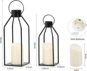 Handcrafted Vintage Wrought Iron Pillar Candle Lantern Waterproof Hanging Tabletop Home Decor for Christmas <b>Easter</b>-Eco-Friendly - Product Image 2