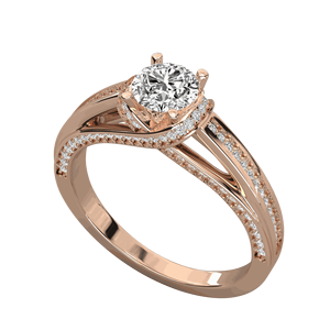 Anillo de Bodas Solitario con Cruz de Diamantes Redondos - Product Image 3