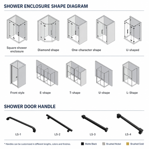 Porte de douche coulissante en verre trempé moderne, facile à nettoyer, gain de place, durable, pour salle de bain, hôtel et villa - Product Image 6