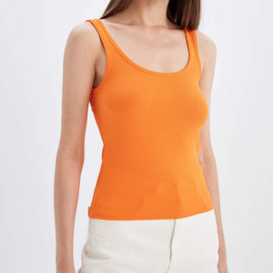 Débardeur en maille polyester/coton ajusté pour femme avec logo personnalisé, style décontracté urbain, uni, sans manches, pour l'entraînement en hiver, pas cher - Product Image 3