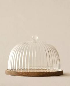 Plat à gâteau moderne en bois et verre de style américain, écologique - Product Image 2