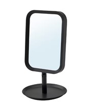 Miroir de table rectangulaire sur pied, décoratif, de luxe, style Art Déco, fait main, avec cadre en fer, écran LED, épaisseur 4 mm, noir KSN