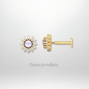 Pendientes de tuerca de perlas y diamantes más vendidos, Piercing de lóbulo de cartílago de oro sólido de 14K, joyería de diamantes cultivados en laboratorio Natural, venta al por mayor - Product Image 3