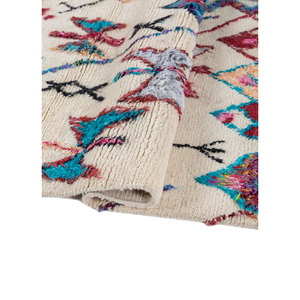 Tapis Zuri grand format en laine et viscose noué à la main, couleur ivoire, motif géométrique AKWV-7001, idéal pour salon ou couloir, pour adolescents - Product Image 2