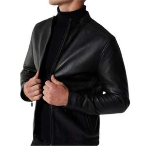 แจ็กเก็ตหนัง PU ของผู้ชายเสื้อแจ็คเก็ตหนังสำหรับผู้ชายเสื้อแจ็คเก็ตหนังแฟชั่นออกแบบโลโก้ได้ตามต้องการ OEM & ODM - Product Image 5