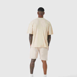 Vente en gros de t-shirts et shorts surdimensionnés délavés à l'acide 100% coton pour hommes, ensemble de survêtements avec logo imprimé bouffant, design délavé à l'acide - Product Image 2