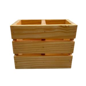 Moderno Porta Cubiertos de Madera Maciza Hecho a Mano con 2 Compartimentos, Acabado Natural, Organizador de Utensilios de Cocina, Tamaño 16x10x12 cm - Product Image 4