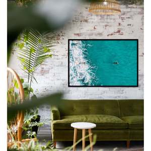 Mighty and Mesmerizing Surfer <b>Poster</b> the Big Blue Wall Art in Black <b>Frame</b> Made of Paper - Product Image 1