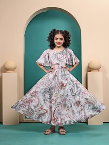 Nouveaux lancements décontracté filles vêtements ensembles Oneside manches Denim tissu imprimé Dupatta Maslin robe en mousseline de soie pour les événements ethniques - Product Image 2