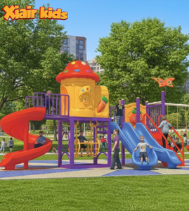 Grand équipement de terrain de jeux extérieur, ensemble de jeux de parc commercial <span class=keywords><strong>avec</strong></span> toboggans, balançoires, tour d'escalade pour école, maternelle, communauté - Product Image 1
