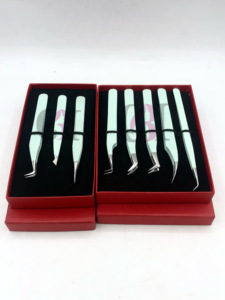 Professionnel nouveau Style mer verre poudre revêtement différents Styles en acier inoxydable Extension de cils pince à épiler Instruments de beauté - Product Image 4