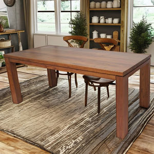 Table de cuisine en bois de noyer massif design rectangulaire brun riche fabriqué au Vietnam construction robuste élégance intemporelle | WT505P6 - Product Image 6