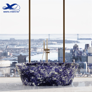 Bañera moderna estándar <span class=keywords><strong>de</strong></span> <span class=keywords><strong>Hotel</strong></span> <span class=keywords><strong>de</strong></span> cinco estrellas, bañera <span class=keywords><strong>de</strong></span> remojo <span class=keywords><strong>de</strong></span> piedra Natural con forma ovalada <span class=keywords><strong>de</strong></span> sodalita <span class=keywords><strong>de</strong></span> mármol azul boliviano sólido para - Product Image 3