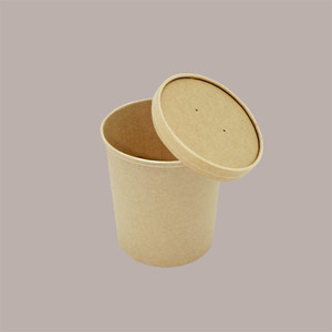 50pcs Brown 750cc Paper Soup <b>Bucket</b> <b>Lid</b> for Hot and Cold Food Use - Product Image 4