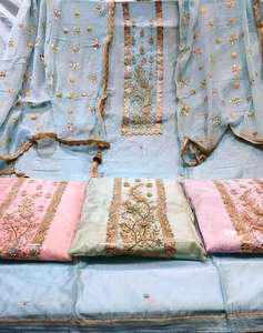 Designer moderne non cousu brodé à la main indien pakistanais vêtements de fête costumes beau style traditionnel avant - Product Image 1