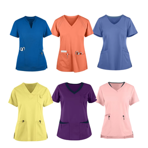 Ensemble haut et pantalon de qualité supérieure pour femmes Scrubs Uniformes de travail à manches courtes Plus Size Casual Wear Scrubs Set - Product Image 5