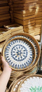 Bandejas para servir de ratán, incrustaciones de madreperla, artesanías de mimbre tejidas, precio atractivo para la decoración del hogar, cocina - Product Image 4