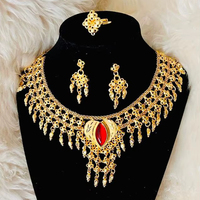 Collier en zircon plaqué or 24 carats France Mayotte Comores Réunion avec boucles d'oreilles et bagues assorties pour femme, mariage, fiançailles