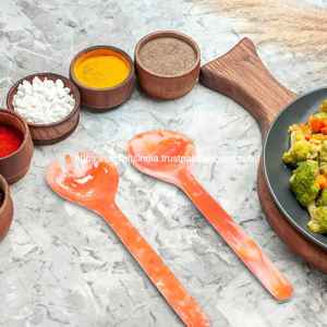 ชุดเซิฟเวอร์สลัดทำด้วยมือทำจากเรซิ่นพร้อมส้อมและช้อนดีไซน์หรูหราสำหรับห้องครัวในบ้านการรับประทานอาหารในชีวิตประจำวัน - Product Image 1