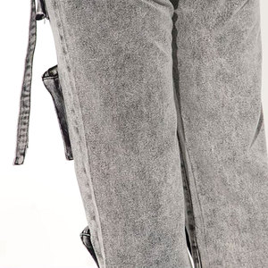 Pantalon baggy de luxe pour dames à séchage rapide 8 poches pantalon en jean cargo pantalon en denim de style streetwear avec coupe ample - Product Image 6