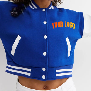 Nuevo estilo logotipo personalizado alta calidad manga completa recortada Varsity chaqueta transpirable personalizado bordado logotipo señoras Varsity chaqueta - Product Image 1