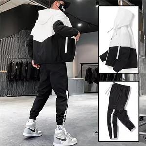 2025 personalizado de nailon con cremallera cortavientos chaqueta pantalones conjunto de dos piezas Jogger poliéster chándales Patchwork invierno temporada Essentials - Product Image 4