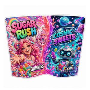 Custom 2 in 1 Double Mylar Bags Smell Proof Die <b>Cut</b> Ziplock Bags 3.5G 7G Double Chamber Packaging for Candy Snack - Product Image 2