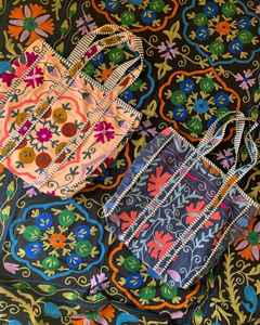 Wholesale Cotton Suzani Embroidered Fabric Tote <b>Bags</b> With Top Handle Shoulder <b>Bags</b> Shopping, Vacation Women <b>Accessories</b> <b>Bags</b> - Product Image 5