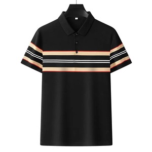 Polo de manga corta para hombre, informal, ajustado, diseño básico, de algodón a rayas - Product Image 5