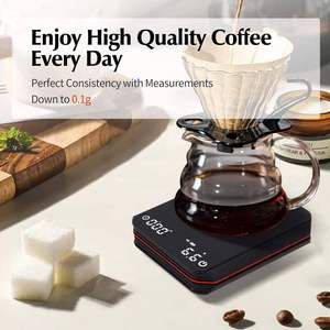 Fenchui Mini Pour Over Coffee Scale Black Mirror Italian Gram Coffee Scale LED Screen Rechargeable <b>Timer</b> - Product Image 5