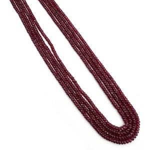 Rubis naturel Rondelle perles à facettes brin rond 18 pouces 4-5 MM 110 CT perles de rubis véritables pour collier - Product Image 1