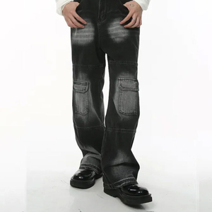 กางเกงยีนส์ขาบานสำหรับผู้ชายระบายอากาศได้ดี, กางเกงยีนส์ขาบานโอเวอร์ไซส์ทำจากผ้าฝ้าย100% - Product Image 2