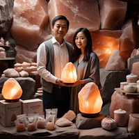 Lampe de sel de l'Himalaya naturelle certifiée GMP, sculptée, Feng Shui, amour, matériau organique, écologique, emballage complet, 2-3 kg, la meilleure