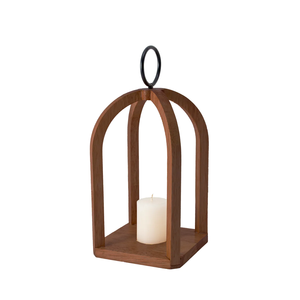 Lanterne à bougie en bois luxueuse de style classique avec poignée en métal sur le dessus pour les bougies parfumées de jardin à la maison - Product Image 5