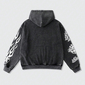 Sweat-shirt court ample vintage personnalisé pour homme, de haute qualité, avec impression de lettres sur écran, délavé et vieilli - Product Image 2