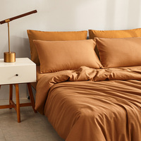 Parure de draps ajustés 4 pièces 300 fils en bambou 100 % biologique, écologique, pour l'automne, pour lits Queen et Twin, pour la maison et les hôtels