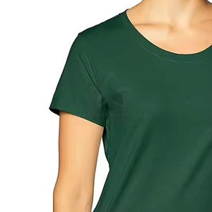 เสื้อยืดแขนสั้นผ้าฝ้ายสำหรับผู้หญิงพิมพ์โลโก้ที่กำหนดเองเสื้อถักแฟชั่นฤดูร้อน - Product Image 3