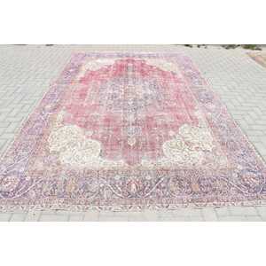 Alfombra Turca Extra Grande de 9.4x11.9 pies, Alfombra de Lana Vintage con Diseño de Camuflaje Rojo - Product Image 1