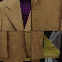 Costume homme camel tissé, simple boutonnage, revers cranté, poches plaquées, doublure florale, costumes d'affaires pour homme sur mesure MTM