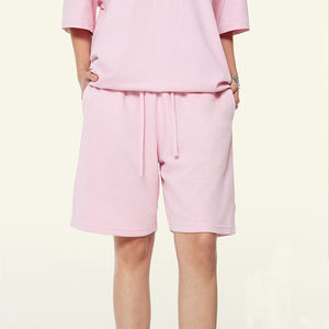 2025 Fashion Casual Eco-Friendly 100% Cotton Loose Fit Summer <b>Shorts</b> <b>Elastic</b> <b>Waist</b> Front Logo-Customizable Logo Trendy <b>Shorts</b> - Product Image 1