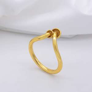 Bague champignon en laiton massif super brillante pour femme accessoires de mode avec plaqué or au prix d'usine - Product Image 4