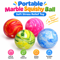 Balle anti-stress portable en TPR effet marbre, jouet sensoriel souple en caoutchouc à motif fluide, balle à presser pour les mains, jouet promotionnel