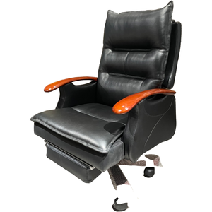 Chaise de bureau exécutive contemporaine en cuir avec design classique, appui-tête réglable et repose-pieds - Product Image 6