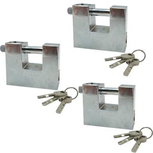 Haute sécurité 3 petits cadenas blindés en métal 50mm résistants aux coupures et aux perceuses avec 3 clés incluses pour les garages - Product Image 1