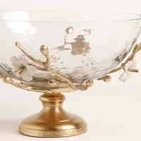 Bol à noix couronne en métal plaqué or Table décorative Fruits secs Plat de service Bol à bonbons en métal fini miroir pour mariage